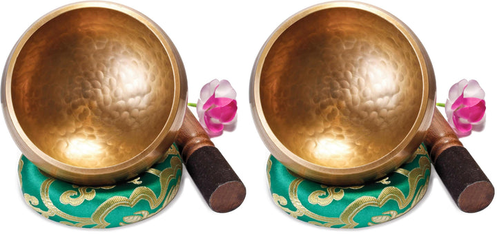 Grosse Original Tibetische Klangschale - 13cm. Klangschalen Set mit eBook, Klöppel, Klangschalenkiss