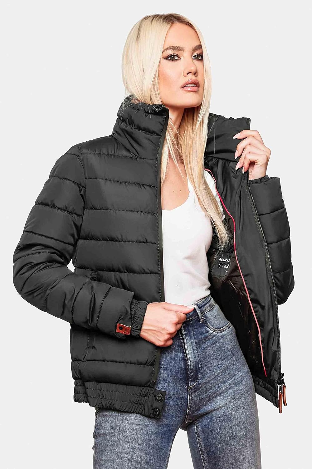 MARIKOO Damen Winter Steppjacke Poison XS-XL XS Schwarz, XS Schwarz