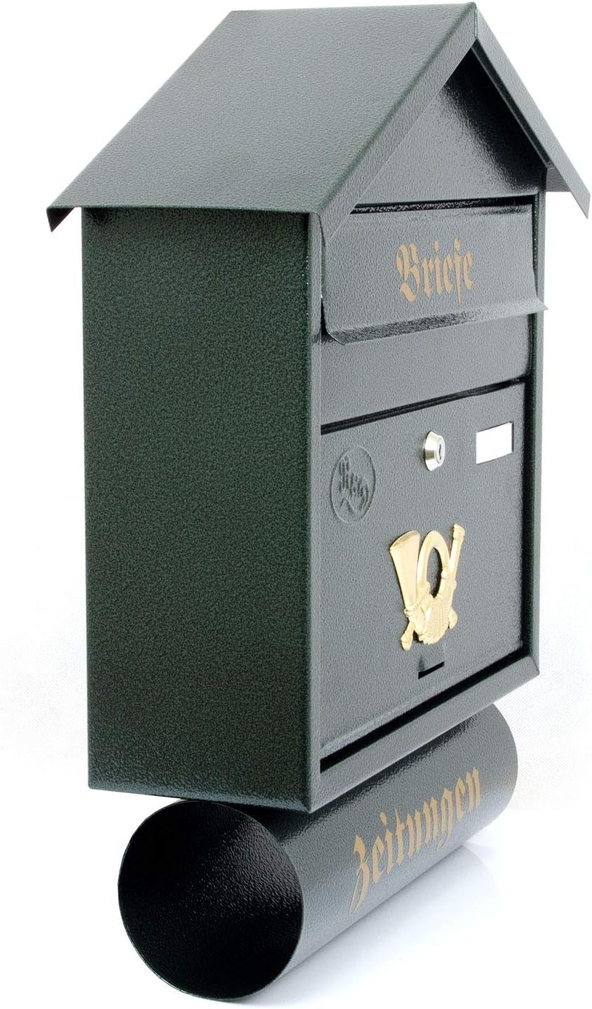 Pachurka & Dąże Grosser Briefkästen XXL Zeitungsrolle Retro Design Antik Grün T3/T 0.8mm Stark