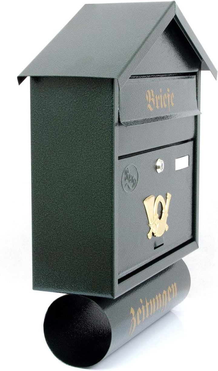 Pachurka & Dąże Grosser Briefkästen XXL Zeitungsrolle Retro Design Antik Grün T3/T 0.8mm Stark