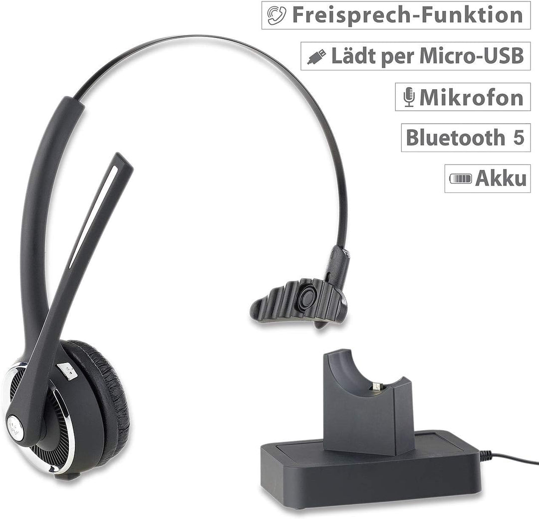 Callstel Headset Mikrofon: Profi-Mono-Headset mit Bluetooth, Geräuschunterdrückung, 15-Std.-Akku (Mi