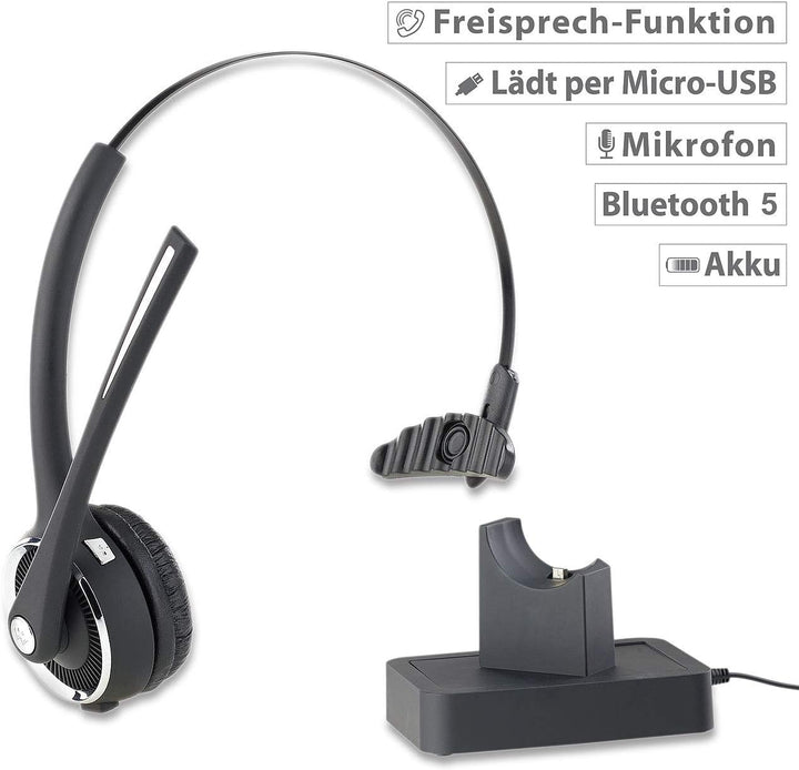 Callstel Headset Mikrofon: Profi-Mono-Headset mit Bluetooth, Geräuschunterdrückung, 15-Std.-Akku (Mi