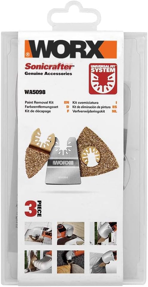 Worx WA5098 Sonicrafter Schleif- und Raspel-Aufsätze, universal, 3-teilig