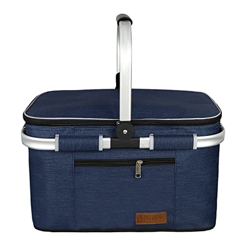 ABIUBIU 34L Kühltasche Einkaufskorb Picknickkorb Grosse isolierte Kühlkorb Lunchtasche Thermo Tasche