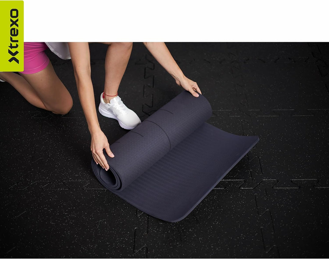 TREXO 6 mm dicke Gymnastikmatte, Masse 183x61 cm Fitnessmatte mit rutschfester Oberfläche Aus TPE he