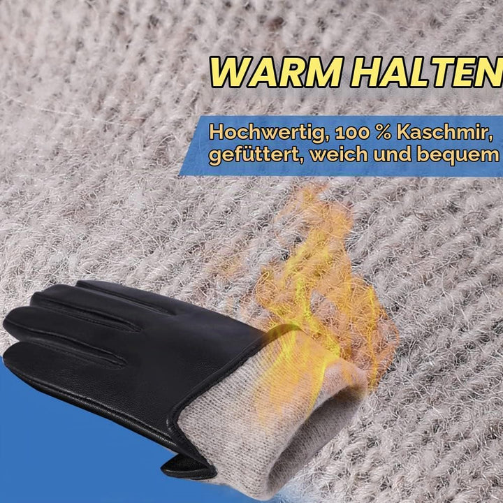 MGGM collection Damen Lederhandschuhe Touchscreen Kaschmir gefüttert S Schwarz(Thouchscreen), S Schw