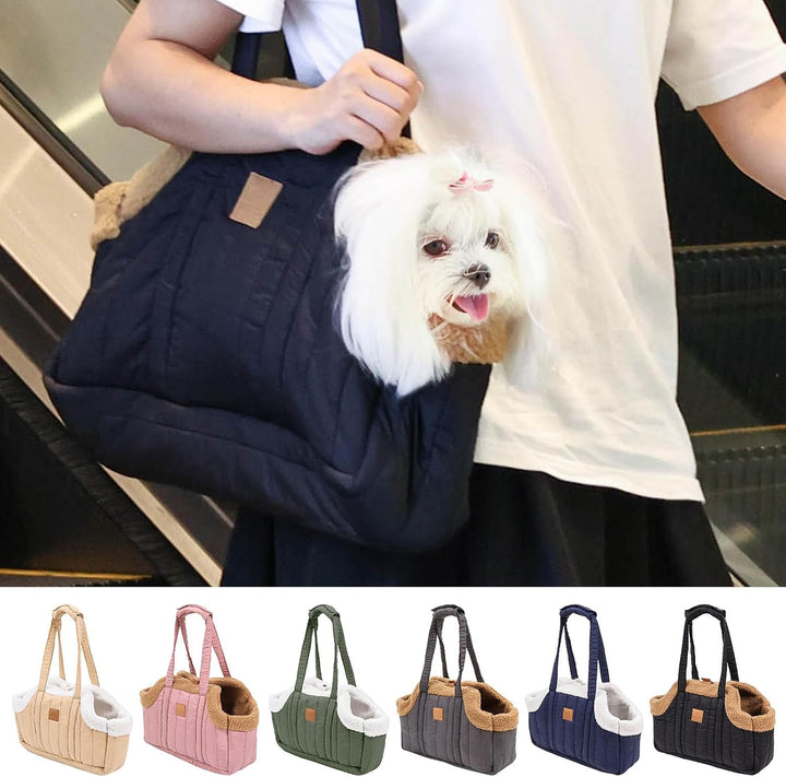 Kleine Hundetragetasche aus Winterfleece, warme Hundetragetasche mit sicherem Geschirr-Clip Grossen