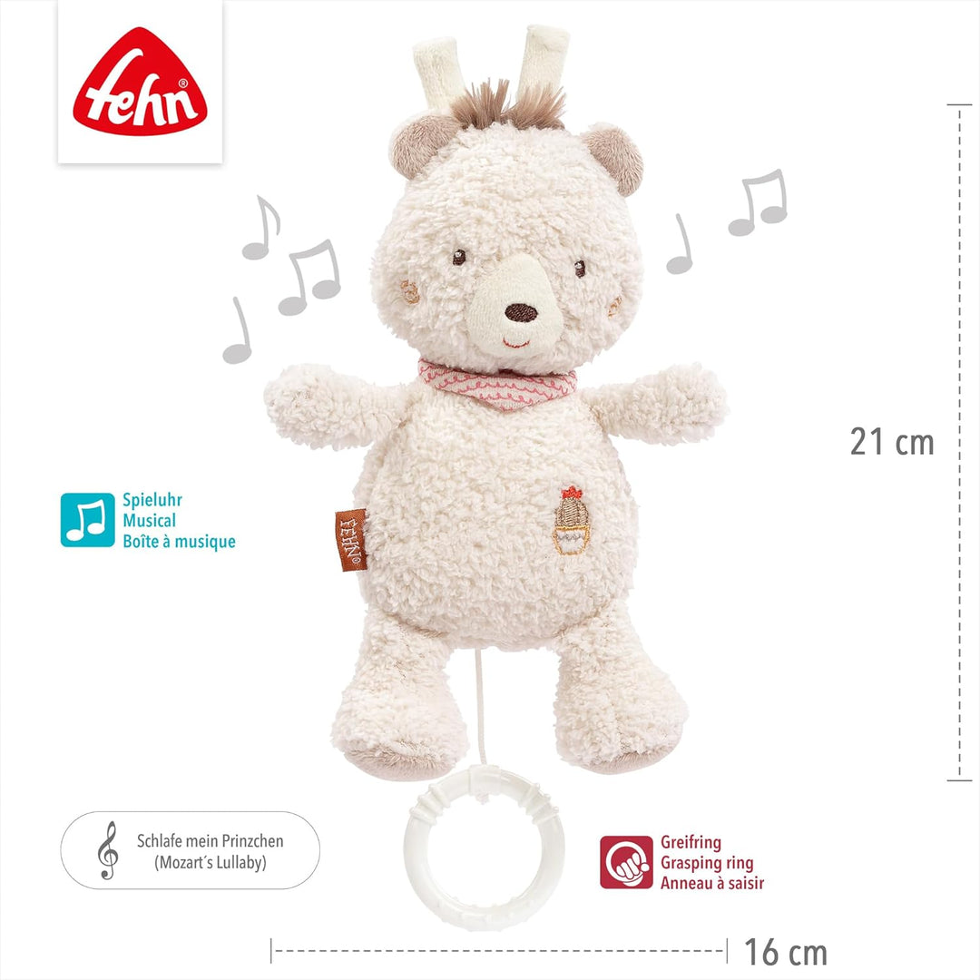 Fehn Spieluhr Baby Einschlafhilfe Bär - Kuscheltier mit sanfter Einschlafhilfe Melodie "Mozarts Wieg