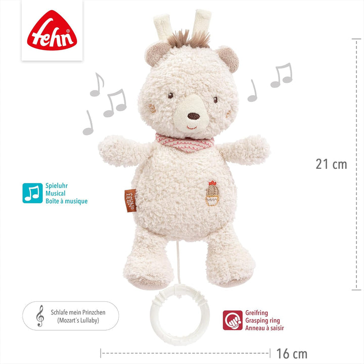 Fehn Spieluhr Baby Einschlafhilfe Bär - Kuscheltier mit sanfter Einschlafhilfe Melodie "Mozarts Wieg