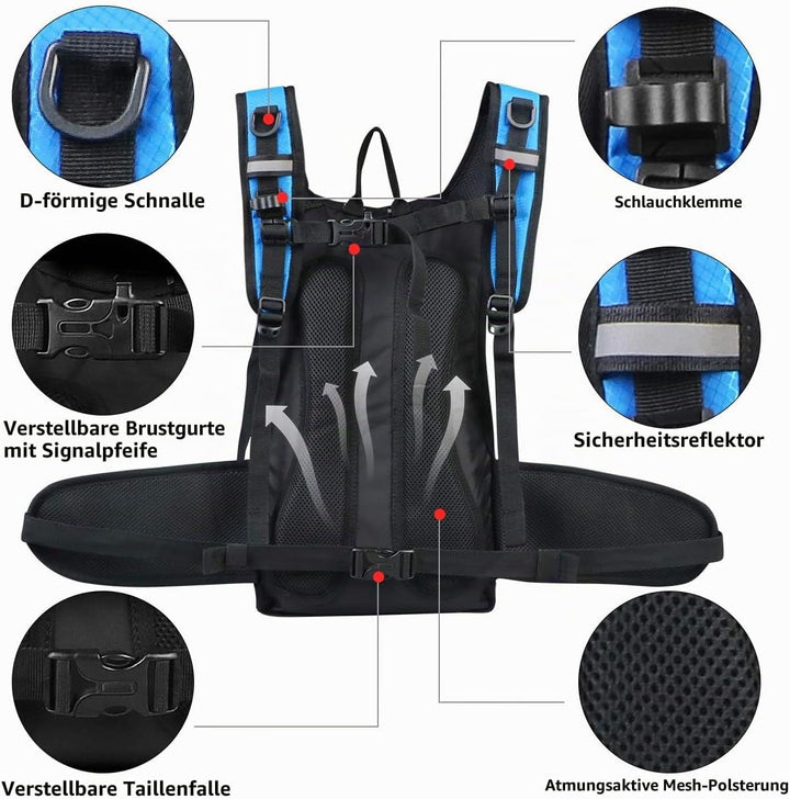 Lunidry Fahrradrucksack mit Trinkblase 3L, Laufrucksack Trinkrucksack 15L für Damen &amp; Herren, Wasser