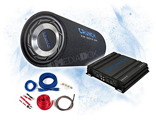 Mediadox Crunch Basspaket - 2-Kanal Endstufe/Verstärker+ Subwoofer+Kabel-Set/GTS-200 + GPX-500.2 + K
