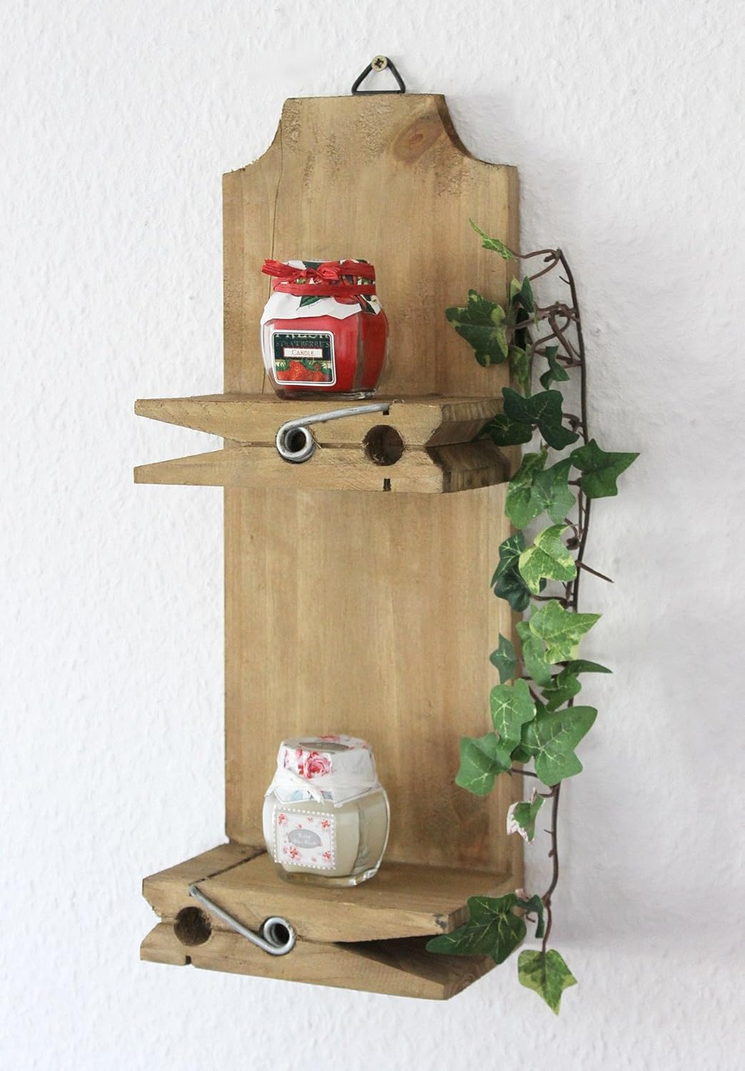 DanDiBo Wandregal 14B460-61 2er Set Setzkasten 39 cm und 64 cm Wäscheklammer Wandkonsole