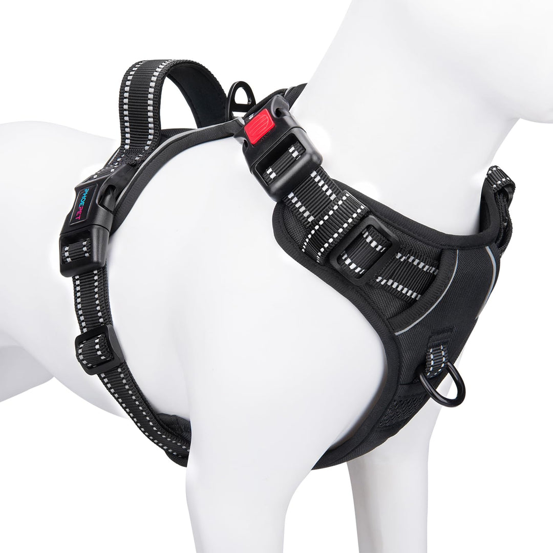 PHOEPET Hundegeschirre ohne Ziehen für kleine Hunde, reflektierende, verstellbare Front-Clip-Weste m