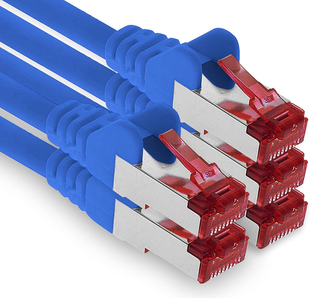 1aTTack.de - 5x 10m CAT6 Patchkabel S/FTP PIMF Schirmung CAT.6 RJ45 Netzwerkkabel Ethernetkabel DSL