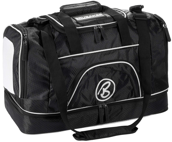 BRUBAKER 'Medium Base' Sporttasche 52 L mit grossem Nassfach als Bodenfach + Schuhfach - Schwarz Sch