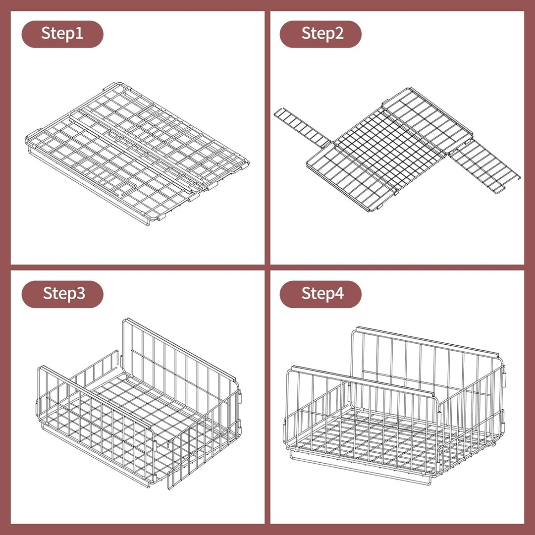3 Stück Schrank Organizer Kleiderschrank, Stapelbare Aufbewahrungsbox mit Schubladen-Design, Metalli