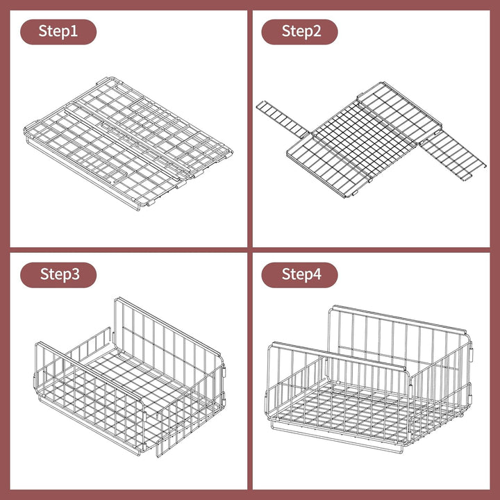 3 Stück Schrank Organizer Kleiderschrank, Stapelbare Aufbewahrungsbox mit Schubladen-Design, Metalli