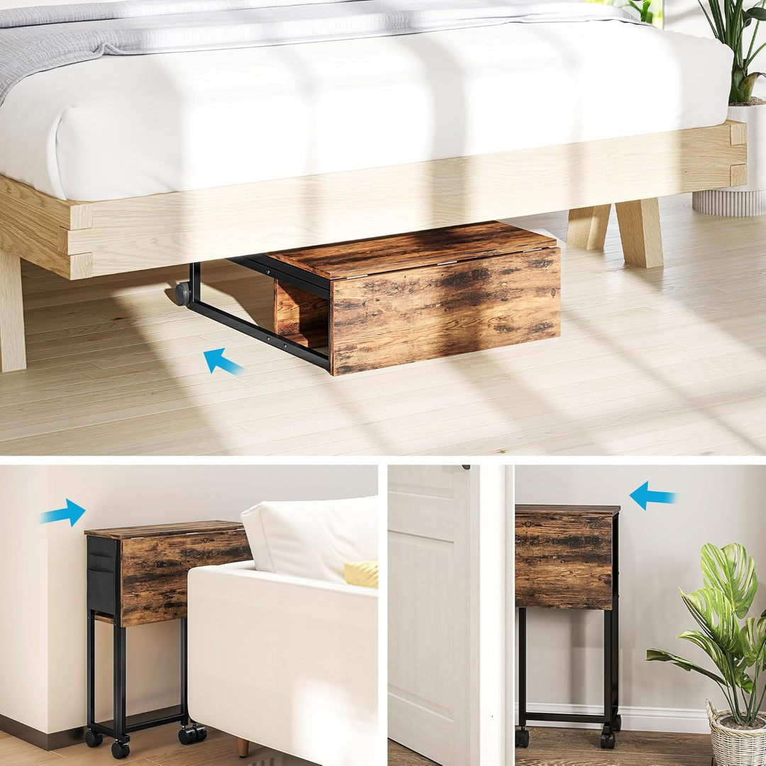 HOMCOM Klapptisch mit Ablagefach und Tasche, 63 cm Faltbarer Computertisch für kleine Räume, platzsp