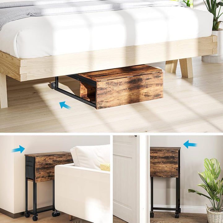HOMCOM Klapptisch mit Ablagefach und Tasche, 63 cm Faltbarer Computertisch für kleine Räume, platzsp