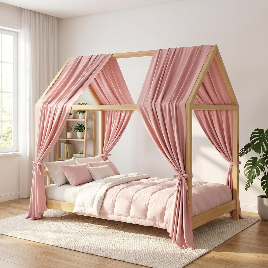 2 Stück Hausbett Himmel, Betthimmel Babybett aus Musselin,Weich und atmungsaktiv Baldachin Kinderzim