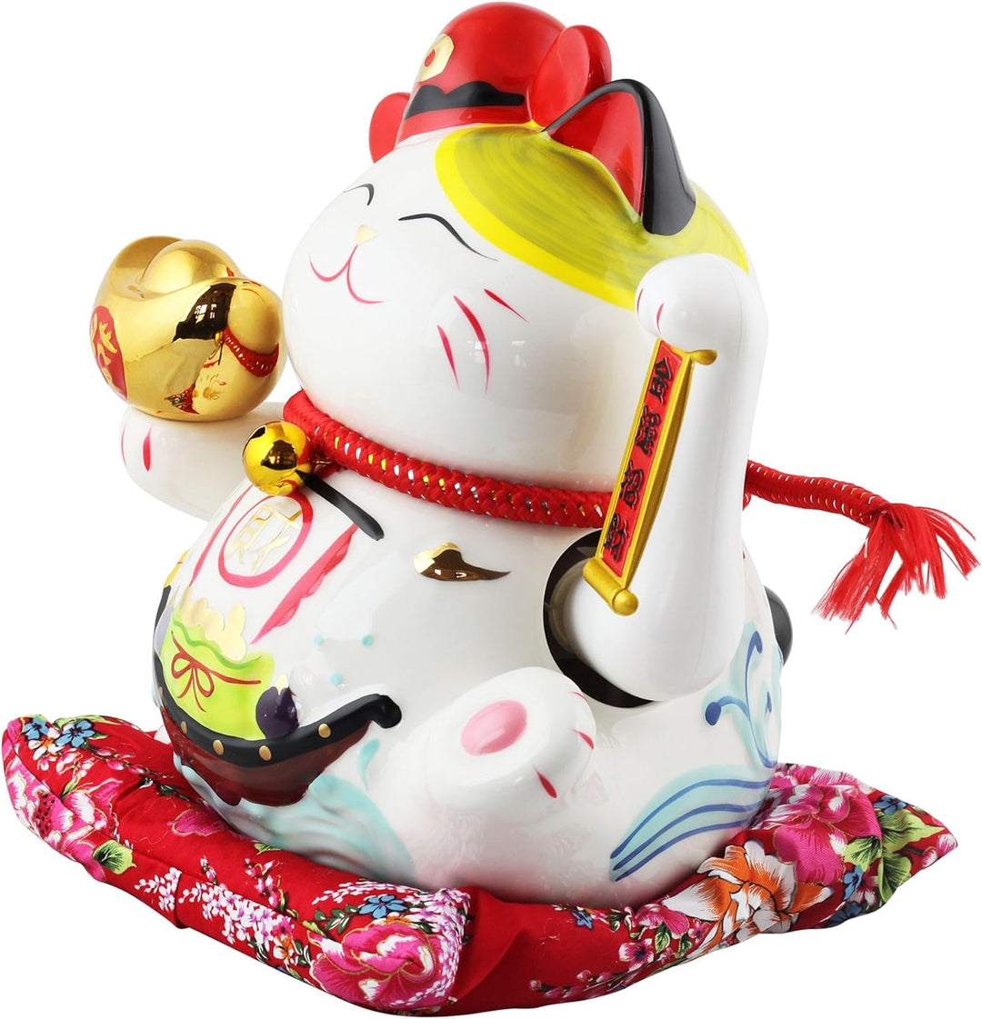 Freak Scene Glückskatze - Maneki-Neko - Winkekatze aus Porzellan 26 cm weiss - Maneki Neko Einheitsg