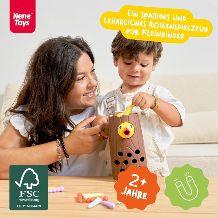 Nene Toys Kleiner Specht – Magnetisches Lernspielzeug für Kinder ab 2 Jahren – Fördert Feinmotorik u