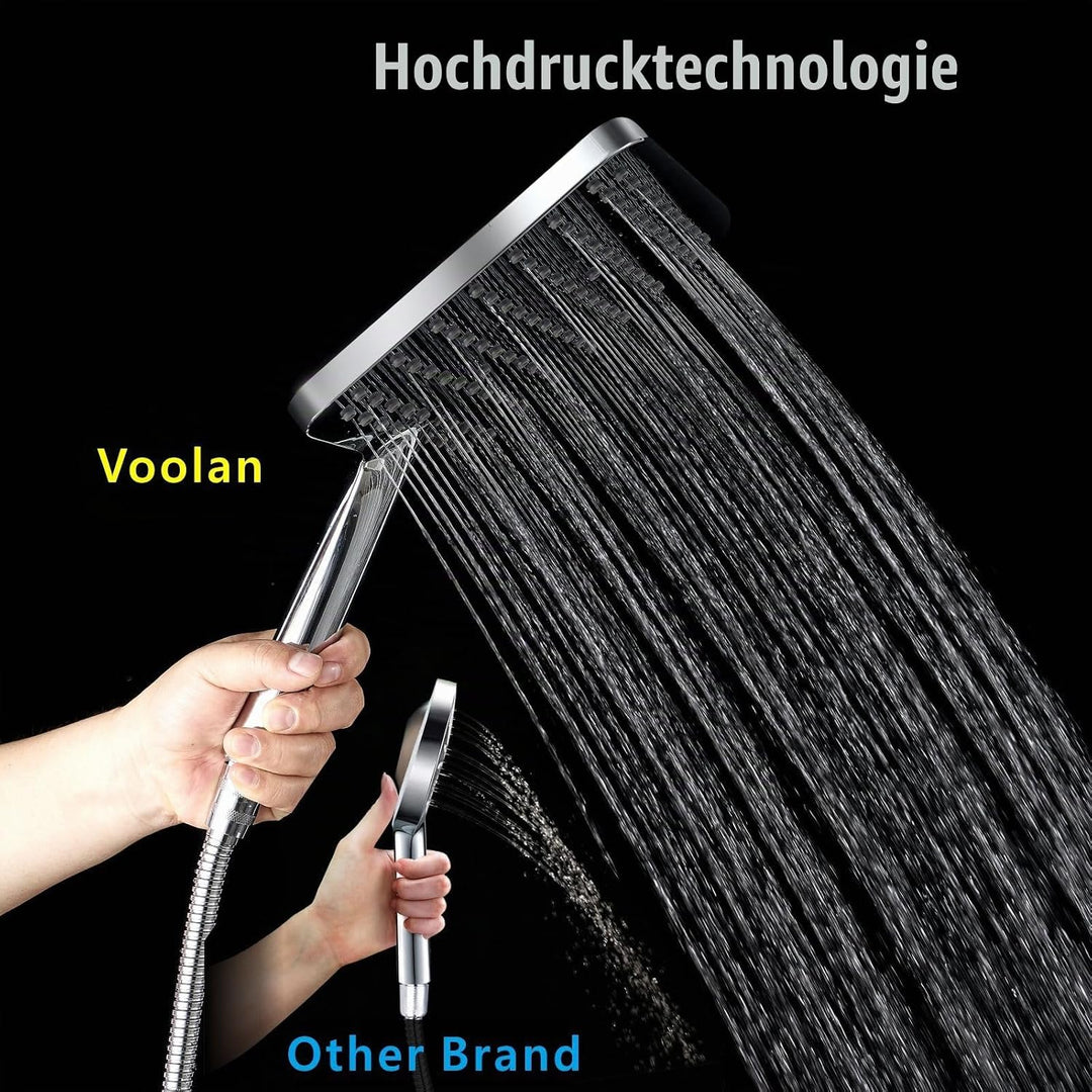 Extra Grosser Handbrausekopf, Voolan Hochdruck-Handbrauseköpfe, 25cm Chrom-Regenduschkopf, Ausreiche