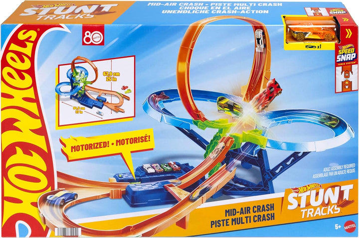 Hot Wheels Spielzeugauto-Trackset, Stunttrack Unendliche Crash-Action mit Die-Cast-Spielzeugauto im