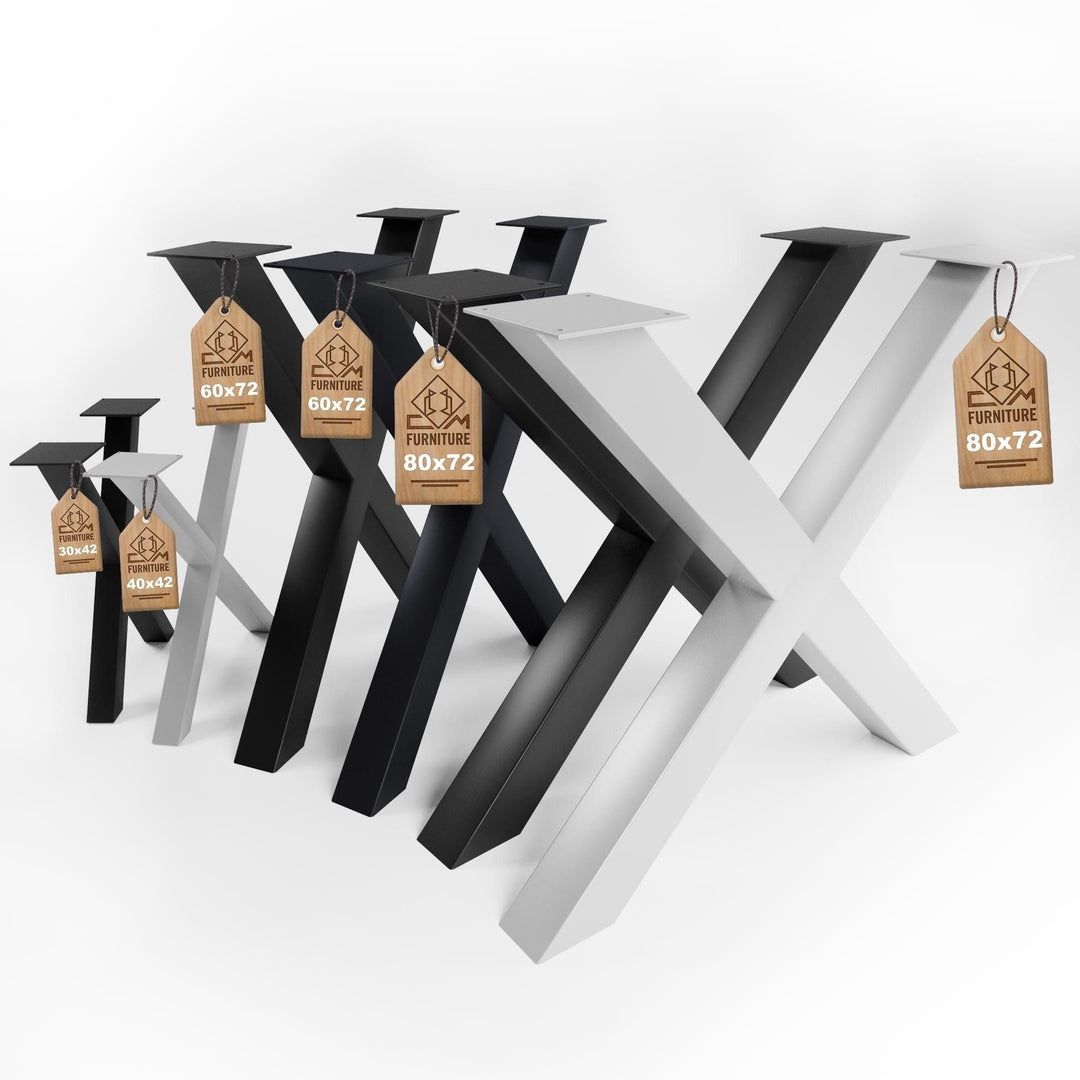 CM Furniture - Tischbeine Metall anthrazit - 2 Stück X Form, rostfrei & modern - Tischgestell Masse