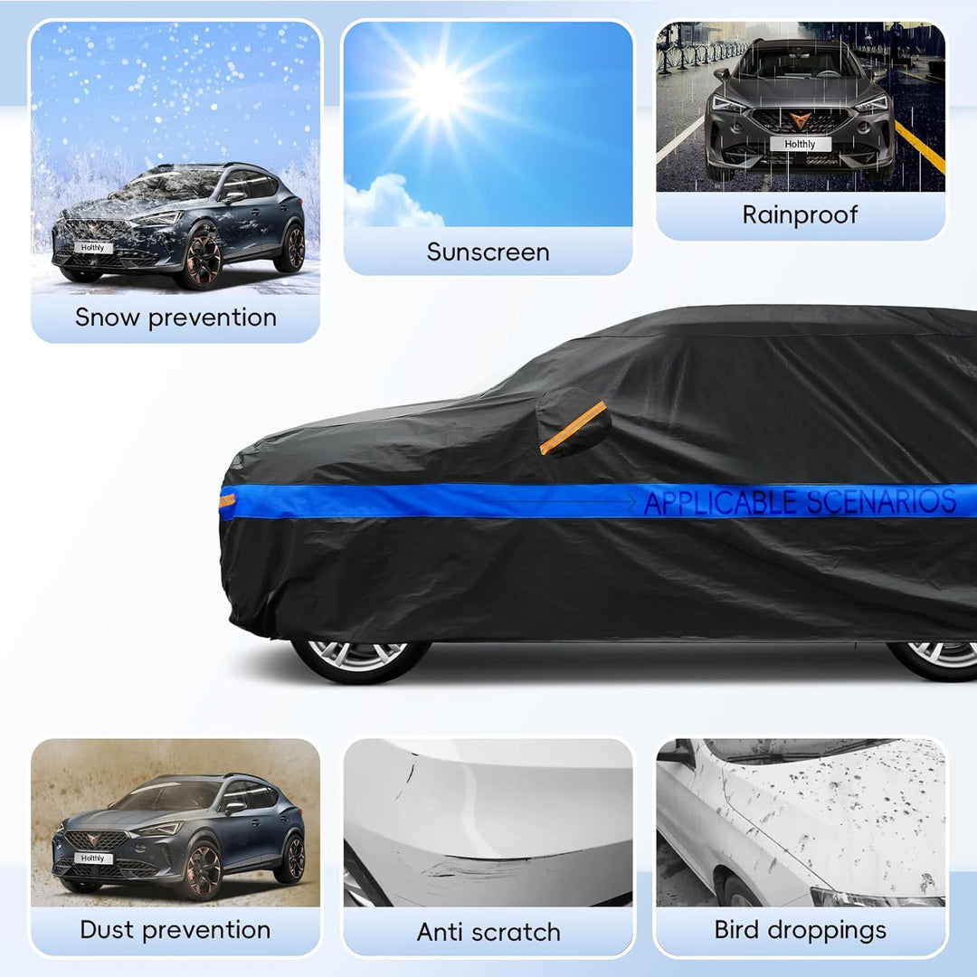 SUV Autoabdeckung Wasserdicht Atmungsaktiv,Auto-Abdeckplane für Vollgarage,Regen,Sonne,Staub und UV-