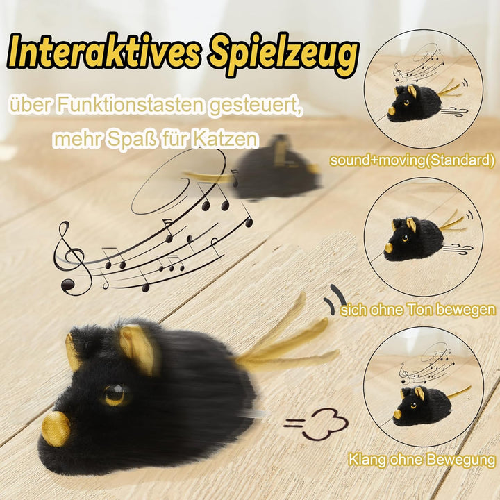 Vealind Katzenspielzeug Elektrisch Spielmaus, Katzenspielzeug Mäuse Spielmäuse für Katze mit Umzug U