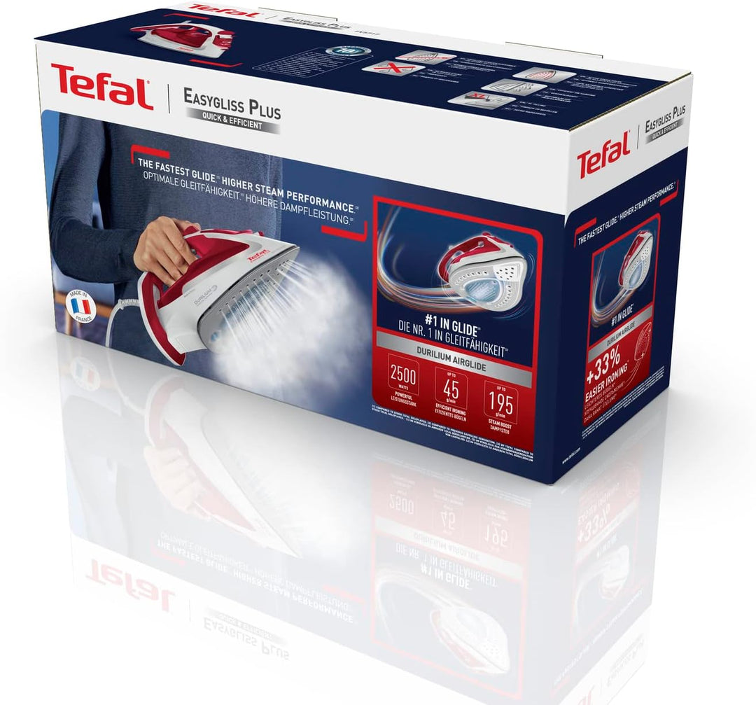 Tefal FV5717 Easygliss Plus Bügeleisen | 2500 Watt | Dauerdampfmenge: 45 g/Min. | Dampfstoss | Wasse