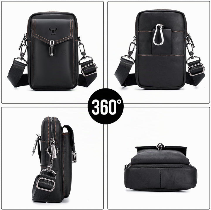 BAIGIO Handytasche Leder Vintage Gürteltasche Herren Hüfttasche Klein Schultertasche Umhängetasche R