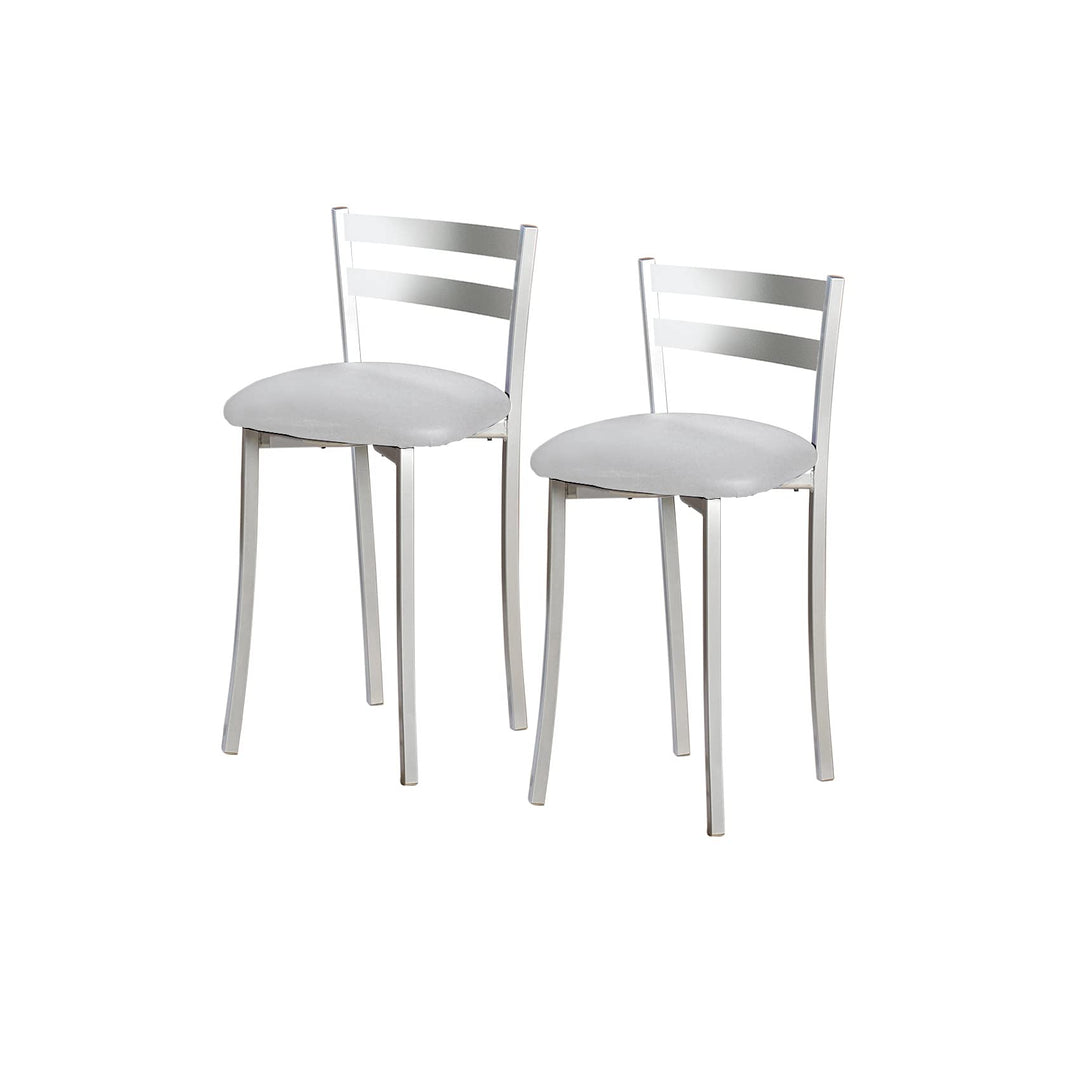 ASTIMESA Zwei Küchenhocker mit Rückenlehne, Metall, Kunstleder, Grau, Sitzhöhe: 45 cm (TABFRGR), Gra