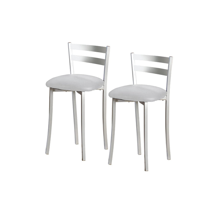 ASTIMESA Zwei Küchenhocker mit Rückenlehne, Metall, Kunstleder, Grau, Sitzhöhe: 45 cm (TABFRGR), Gra
