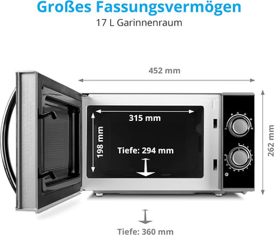 MEDION Mikrowelle, ca. 700 Watt Leistung, ca. 17 Liter Kapazität, 6 Stufen, Auftaufunktion, MD 15644