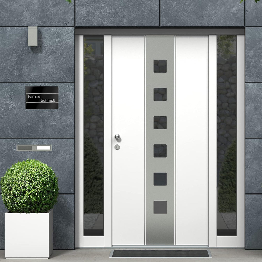 Graviers Design Türschild aus V2A Edelstahl 215x150mm - Schwarz - Wetterfest Rostfrei Individuell an