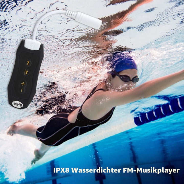ASHATA 4GB Wasserdichter MP3 Player zum Schwimmen und Laufen, 600mAh 8 Stunden Spielzeit, Tragbarer