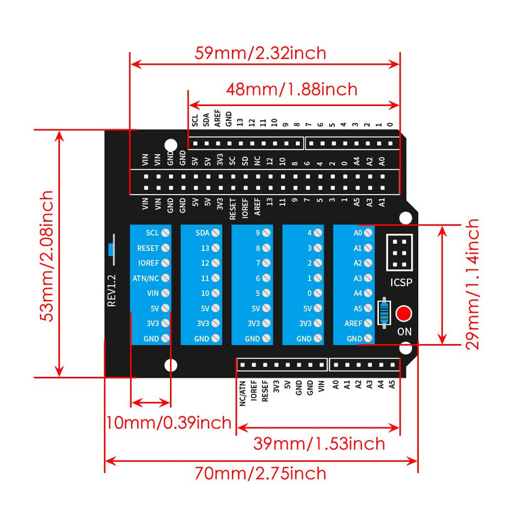 GeeekPi Screw Terminal Hat für Arduino UNO, GPIO Screw Terminal Block Breakout Module mit Horn Socke