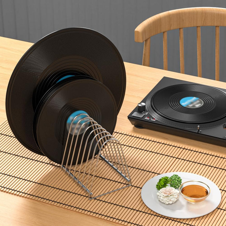 Schallplattenregal aus Edelstahl, Aufbewahrungsregal für Schallplatten, Präsentationsregal für LP-Sc