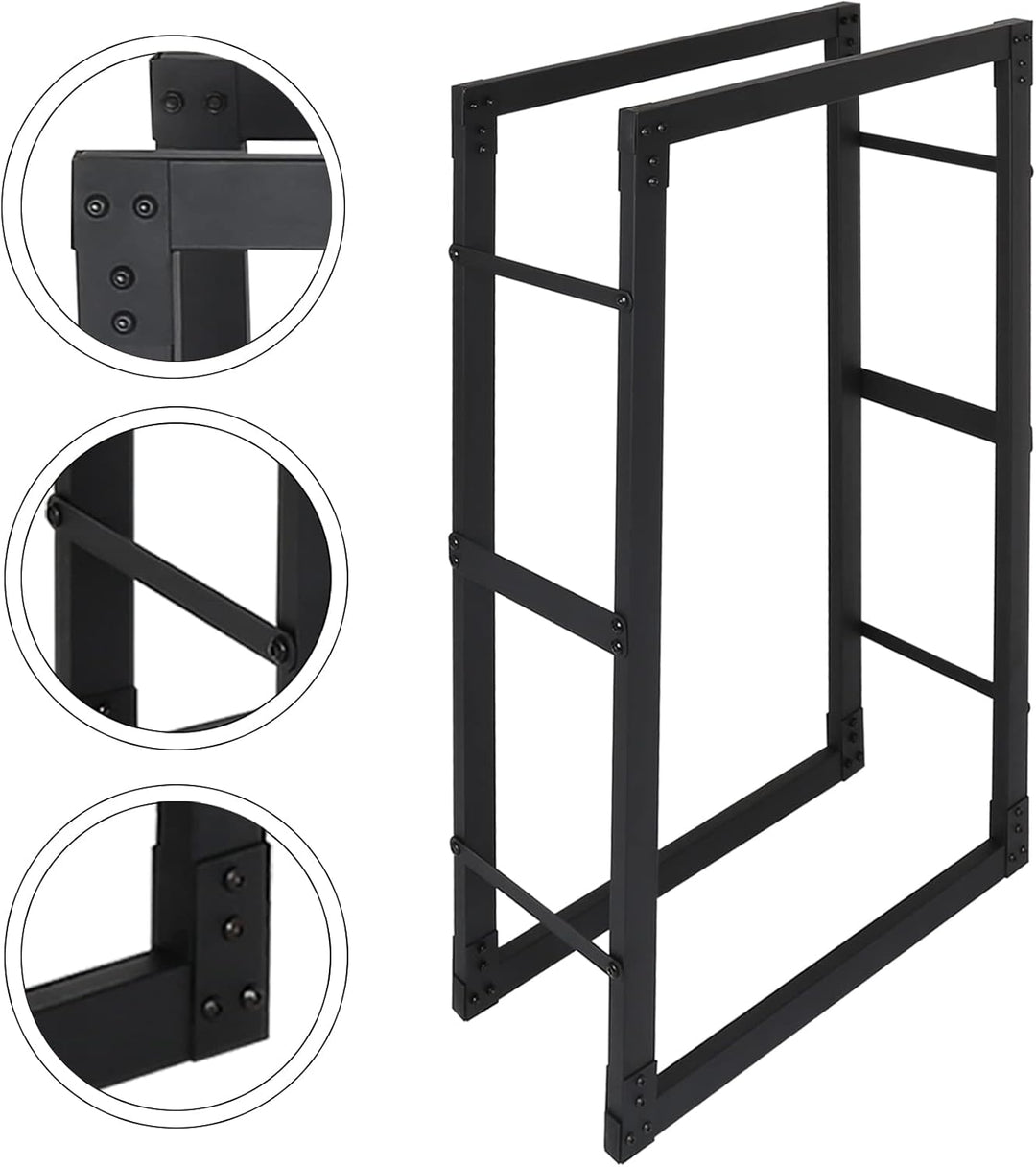 EINFEBEN Kaminholzregal In Matt Schwarzem Design, Stabiles Metall-Gestell, Aus Edelstahl Brennholzre