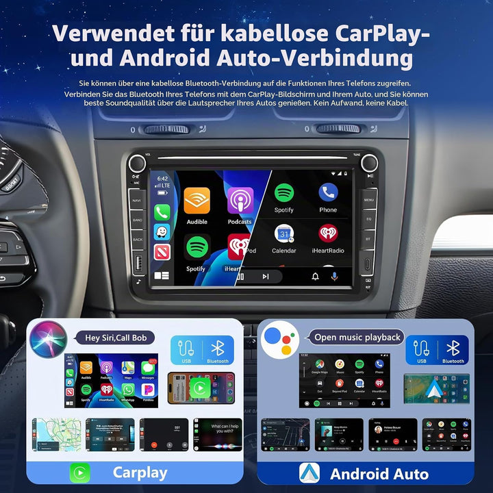 4GB+64GB Android Autoradio mit Type-C USB für VW Golf 5 6 Polo Passat B6 Touran T5 Seat Tiguan EOS C