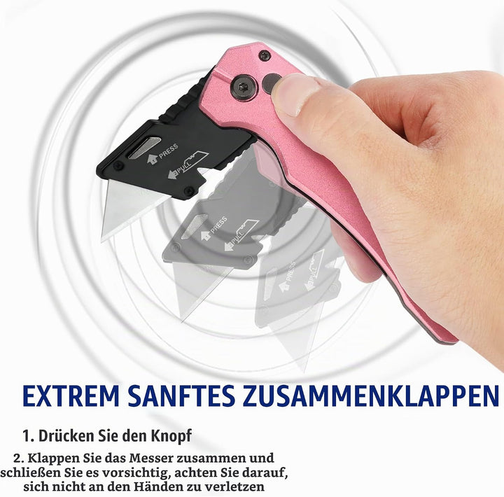 WORKPRO Klappbares Teppichmesser, Schweres Universalmesser aus Vollmetall, Schnellwechselklinge Cutt