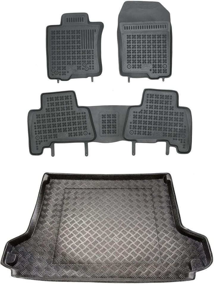 MOTOS Satz Gummifussmatten und PE Kofferraumwanne für Toyota Land Cruiser J150 2009-2017 Verbessern