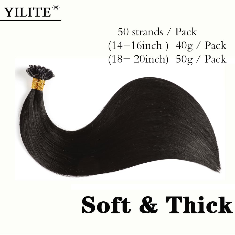 YILITE Bondings Extensions Echthaar 35cm 40g 50 Strähne Remy U Tip Extensions Echthaar Bondings Exte
