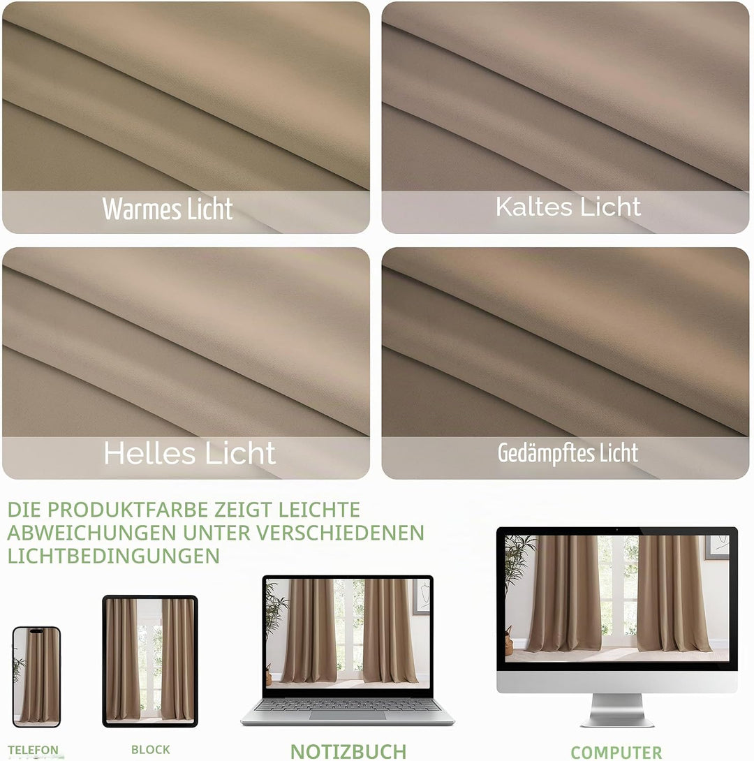 KGORGE Vorhänge Wärmeisolierend Thermovorhang mit Ösen Wohnzimmer Vorhänge Kurz Blickdicht 2er Set B