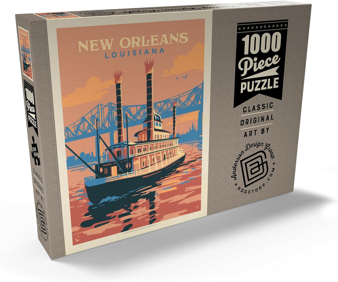New Orleans: Sunset River Cruise, Vintage Poster - Premium 1000 Teile Puzzle - MyPuzzle Sonderkollek