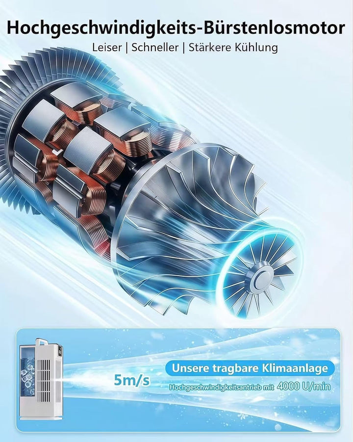 Mobil Klimaanlage Mini Luftkühler: Ventilator mit Wasserkühlung 2000ml Wassertank-120°Oszillation, 4