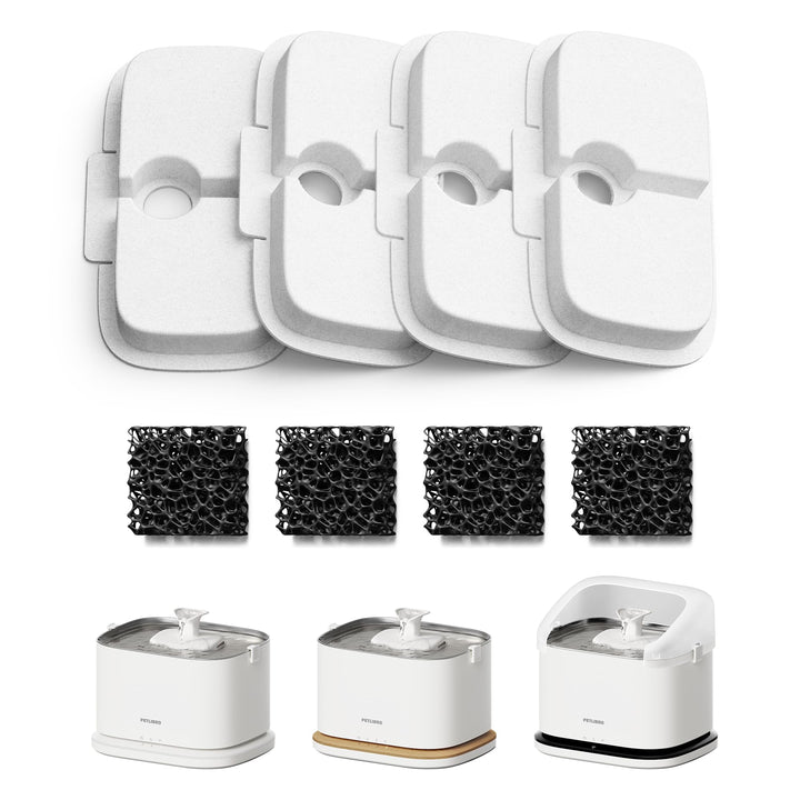 PETLIBRO Katzenbrunnen Filter, 4er Pack Ersatzfilter & Schwämme für Dockstream WF106/WF116/WF105/WF1