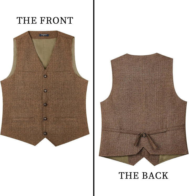 Herren Anzugweste Herringbone Weste Hochzeit Herrenweste Formale Tweed Wollweste Classic Basic Weste